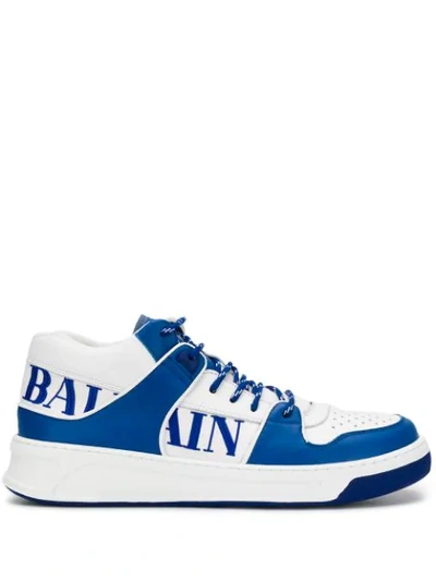 Balmain Men's Kane Low-top Colorblock Sneakers In White ,blue