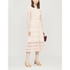 Sandro Mesh-panelled Stretch-knit Midi Dress In Pink