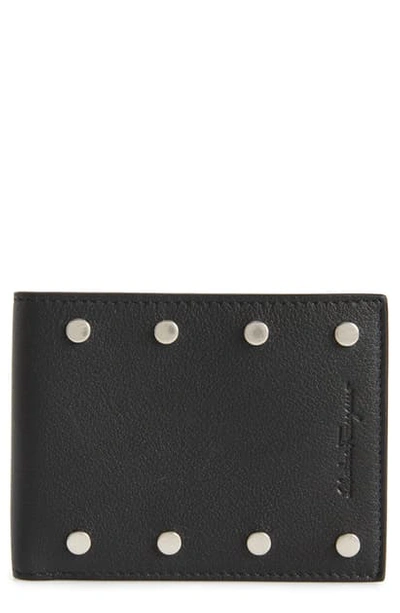 Ferragamo Men's Giano Studs Bi-fold Wallet In Nero