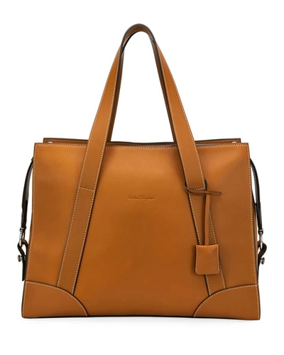 Ferragamo Men's Giano Duffle Bag In Brown
