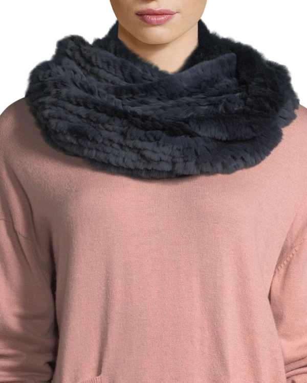 Jocelyn Rabbit Fur Infinity Scarf In Navy ModeSens