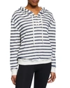 Marc Ny Performance Performance Stripe Lace-up Hoodie In White/midnight