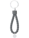 Bottega Veneta Intrecciato-woven Leather Key Ring In Grey