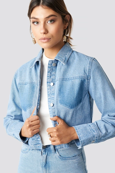 Milena Karl X Na-kd Washed Denim Jacket Blue In Light Blue