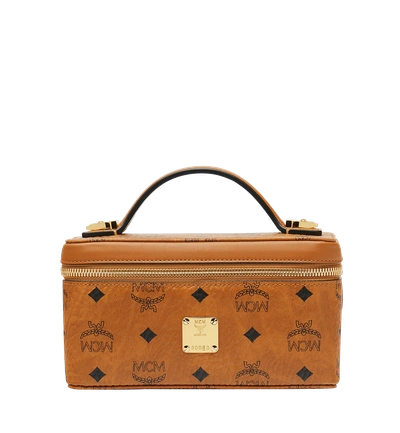 Mcm Rockstar Vanity Case In Visetos Original In Cognac