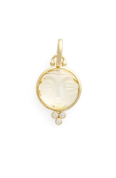 Temple St. Clair 18k Yellow Gold Medium Carved Crystal Moonface Pendant With Diamonds In White/gold