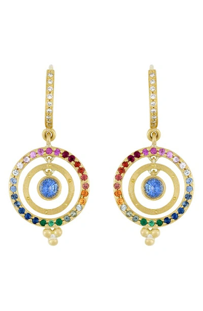 Temple St Clair 18k Yellow Gold Celestial Piccolo Tolomeo Diamond & Rainbow Gemstone Earrings In Gold/ Multi
