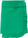 Prada Ruffle Trimming Short Skirt In Green