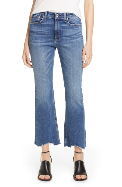 Rag & Bone Nina High-rise Ankle Flare Jeans W/ Chewed Hem In Clean Doric