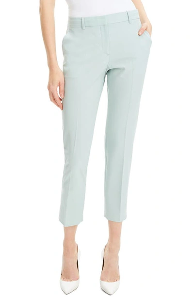 Theory Treeca Skinny-leg Cropped Traceable Wool Suiting Pants In Opal Green