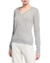 Theory V-neck Long-sleeve Cashmere Sweater In Flint Gray