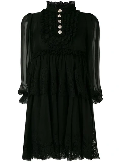 Dolce & Gabbana Crystal Button Dress In Black