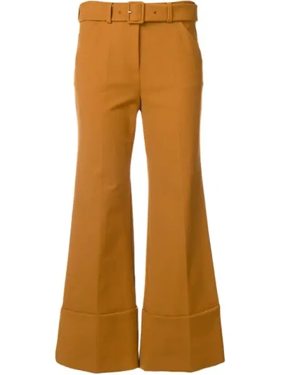 Sara Battaglia Cropped Trousers In Brown