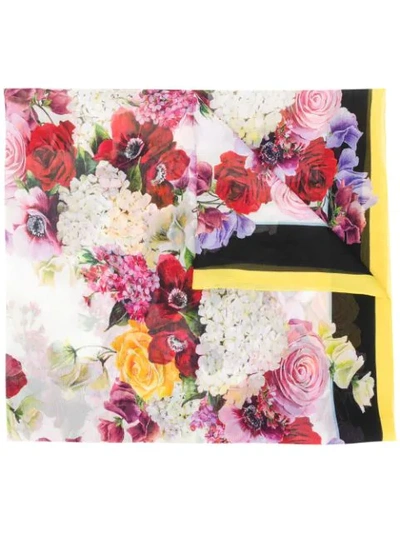 Dolce & Gabbana Floral-printed Maxi Scarf In Ortensie Fiori Fnat (yellow)