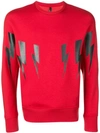 Neil Barrett Lightning Bolt Sweatshirt In Red