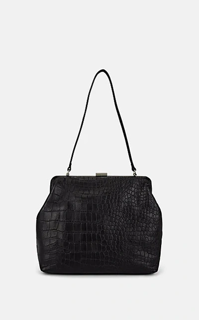 Steven Alan Zander Medium Croc-embossed Leather Satchel In Black/silver