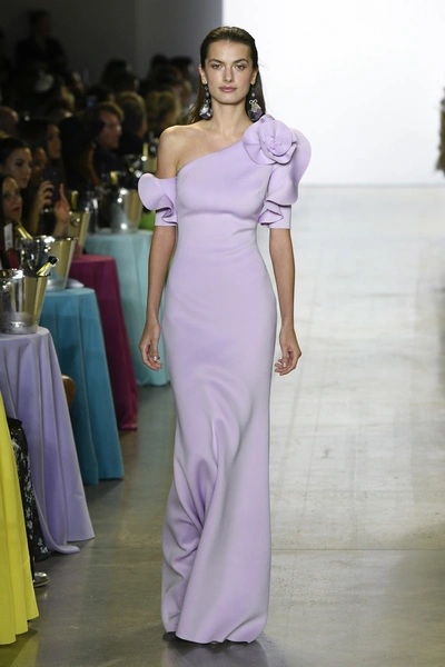 badgley mischka purple dress Badgley Mischka Women's Ruched Asymmetric Kaftan Dress in Purple Size 2