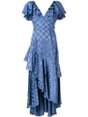 Temperley London Cyndie Ruffle Sleeve Dress In Blue