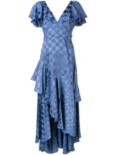 Temperley London Cyndie Ruffle Sleeve Dress In Blue