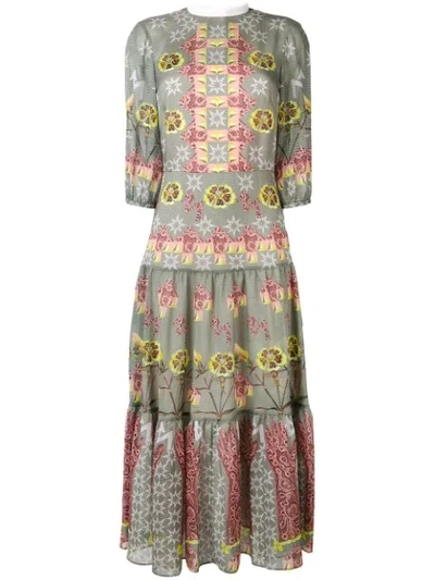 Temperley London Flux Printed Midi Dress In Green | ModeSens