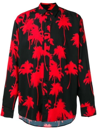 Msgm Printed Button Down Shirt In Black