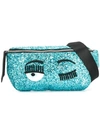 Chiara Ferragni Flirting Glitter Belt Bag In Blue