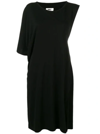 Mm6 Maison Margiela Asymmetrical T-shirt Dress In Black