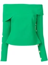 A.w.a.k.e. Off-shoulder Button Top In Green