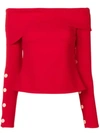 A.w.a.k.e. Off-shoulder Button Top In Red