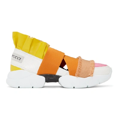 Emilio Pucci Leather-trimmed Sneakers In Orange