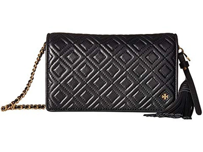 Tory Burch Fleming Quilted Convertible Wallet Crossbody Bag In Black/gold