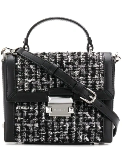 Michael Michael Kors Jayne Small Trunk Tweed Bag In Black