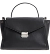 Michael Michael Kors Whitney Large Leather Top-handle Satchel Bag In Black/silver