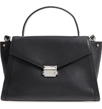 Michael Michael Kors Whitney Large Leather Top-handle Satchel Bag In Black/silver
