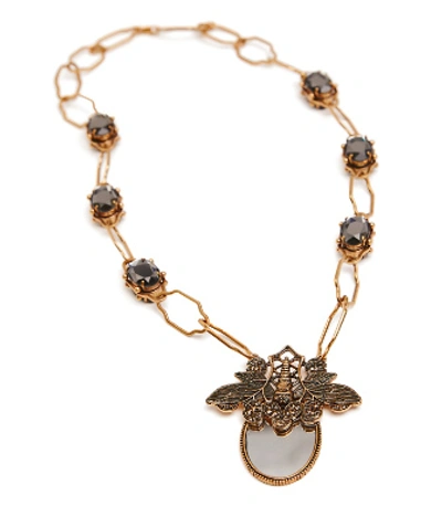 Tory Burch Dragonfly Statement Necklace In Brass / Black Diamond | ModeSens