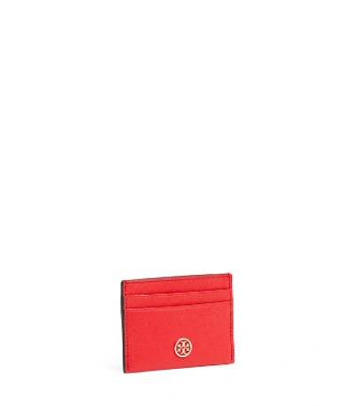 Tory Burch Robinson Card Case In Red