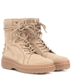 Tod's Gomma Shearling-lined Lace-up Suede Ankle Boots In Beige