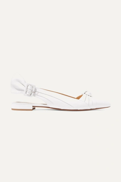 Francesco Russo Knotted Leather Slingback Flats In White