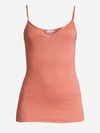 Hanro Cotton Seamless V-neck Camisole In Mineral Red