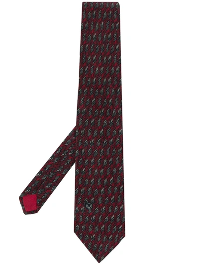 Pre-owned Valentino 1960s Printed Tie In Red