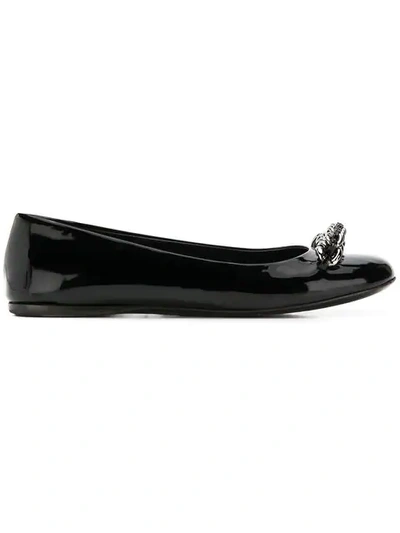 Pre-owned Prada Chain Detail Ballerina Shoes In Black