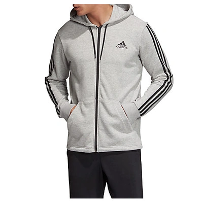 Adidas Originals Men's Must Haves 3-stripe French Terry Full-zip Hoodie, Grey