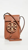 Tory Burch Miller Leather Phone Crossbody Bag In Brown