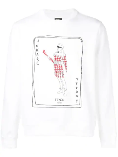 Fendi Jokarl Fashion Show Print Sweatshirt In White