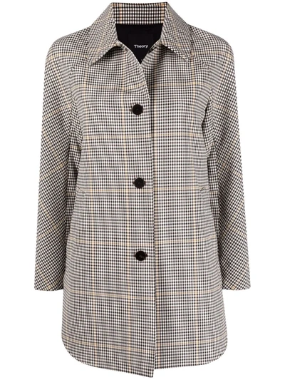 Theory Plaid Check Print Jacket In Ivory