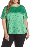 Vince Camuto Polka Dot Top In Emerald Leaf