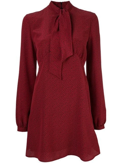 Saint Laurent Pussybow Printed Dress In Red