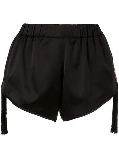 Saint Laurent Beaded Fringed Star Shorts In Black