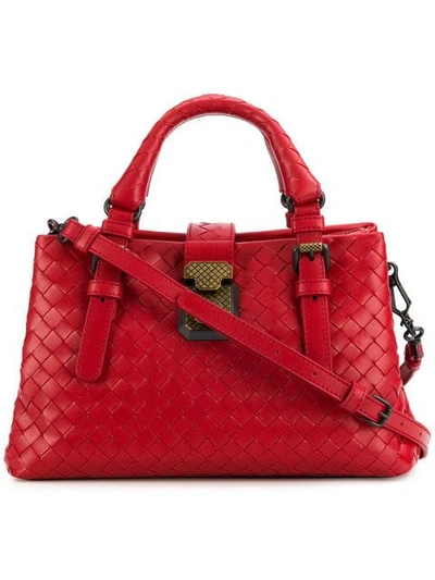 Bottega Veneta Mini Intrecciato Tote Bag In Red