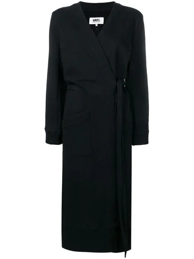 Mm6 Maison Margiela Long Wrap Coat In Black